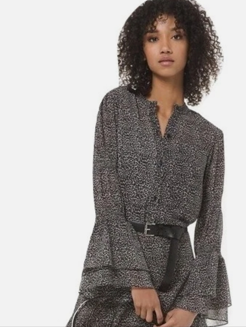 Michael Kors Black and White Patterned Blouse